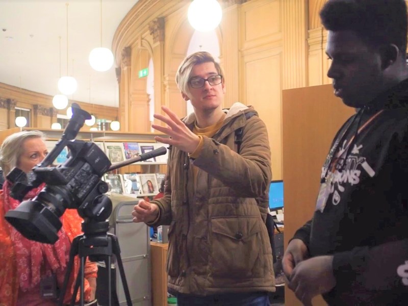 Josh Wilkinson, videographer based in Manchester working in Manchester Central Library